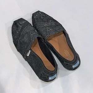 Black Glitter Toms 8.5